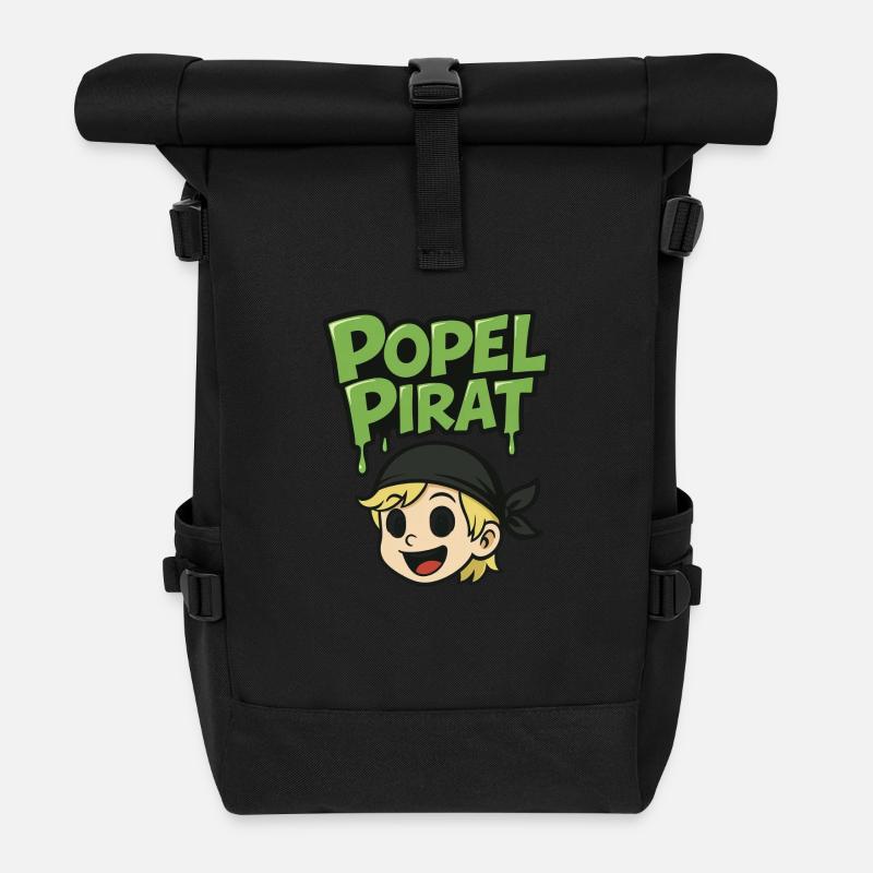 Design Popel Pirat - Rolltop Rucksack - Schwarz