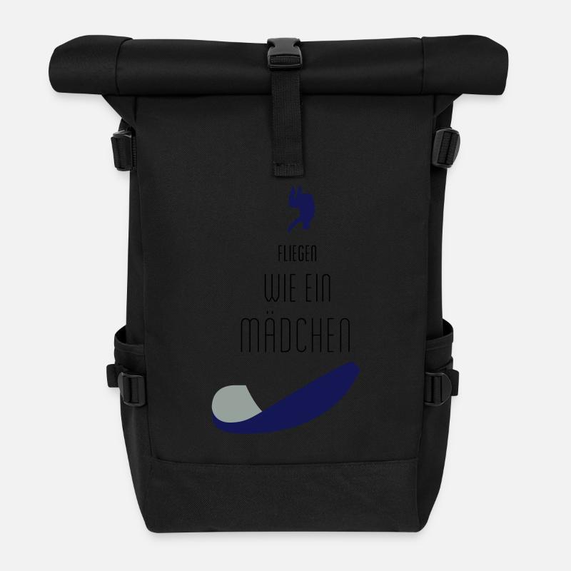 Fliegen wie ein Mädchen - Rolltop Rucksack - Schwarz