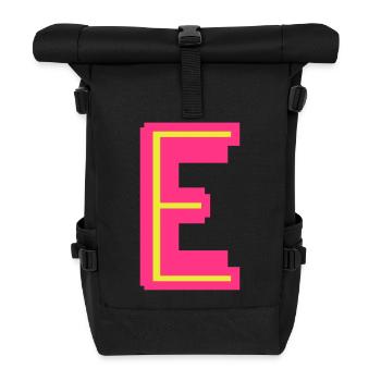 E neon yellow pink - Roll Top Backpack - black - Front