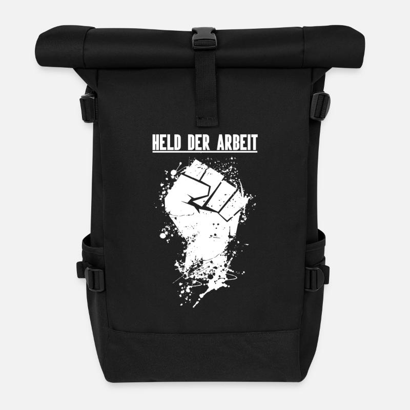 Held der Arbeit Faust Weiß - Rolltop Rucksack - Schwarz
