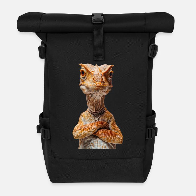 Dinosaurier - Rolltop Rucksack - Schwarz
