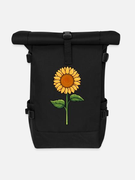Sonnenblume - Rolltop Rucksack - Schwarz