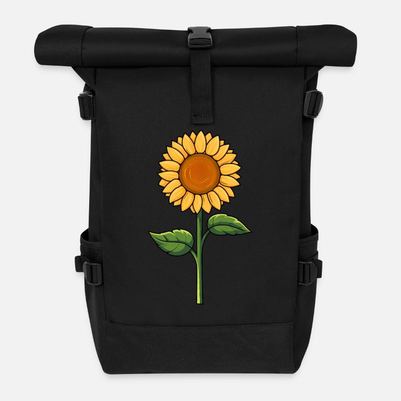 Sonnenblume - Rolltop Rucksack - Schwarz