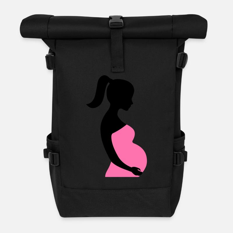 Schwangere Silhouette - Rolltop Rucksack - Schwarz