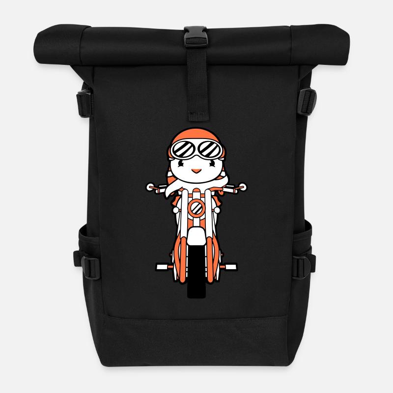 Vogel Motorrad fahren Biker Motorradfahrer Hobby - Rolltop Rucksack - Schwarz