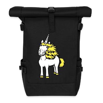 Licorne Jolie Cheveux Mignon Sympathique Dessin Animé Cheval - Sac à dos roll top - noir - Devant