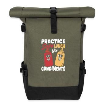 Gewürz Mittagessen Gewürze Sauce - Rolltop Rucksack - Olive/Schwarz - Vorne