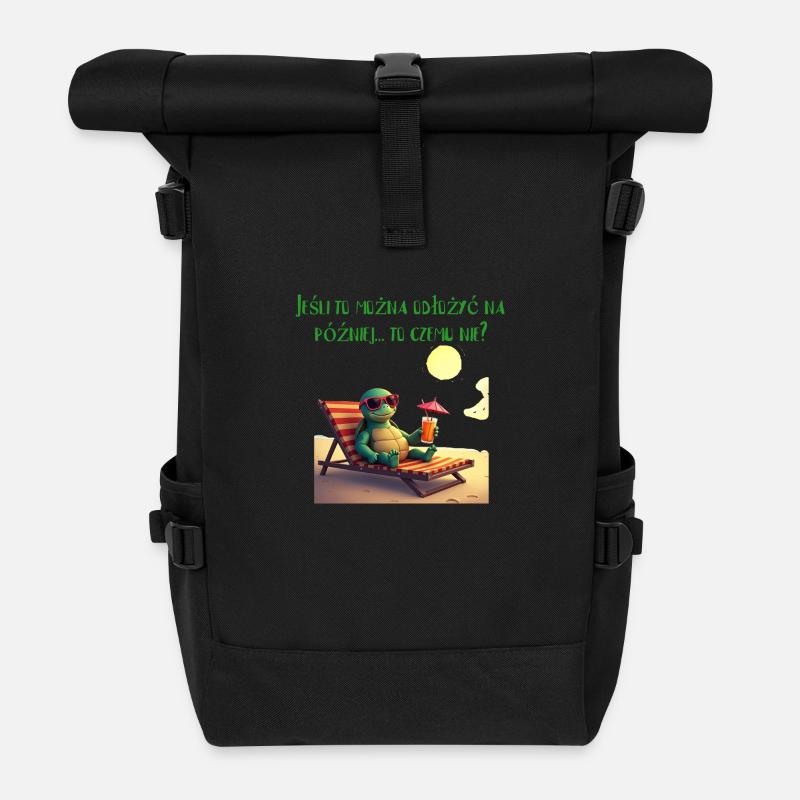 Entspannte Schildkröte - Rolltop Rucksack - Schwarz