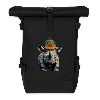 Nashorn Designer-Cap - Rolltop Rucksack - Schwarz - Vorne