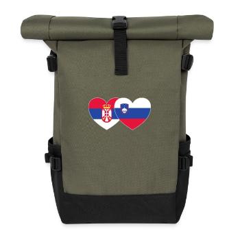 Serbie Slovénie Drapeau Coeur - Sac à dos roll top - olive/noir - Devant