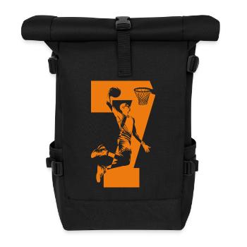 NUMMER 7 BASKETBALL 7. GEBURTSTAG - Rolltop Rucksack - Schwarz - Vorne