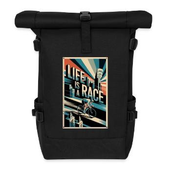 Life is a Race – Retro Rennrad Poster Bike Design - Rolltop Rucksack - Schwarz - Vorne