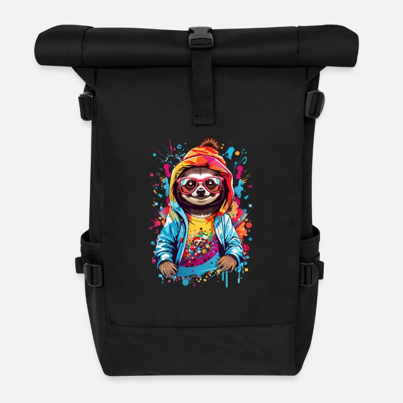 Coole Faultier - Rolltop Rucksack - Schwarz