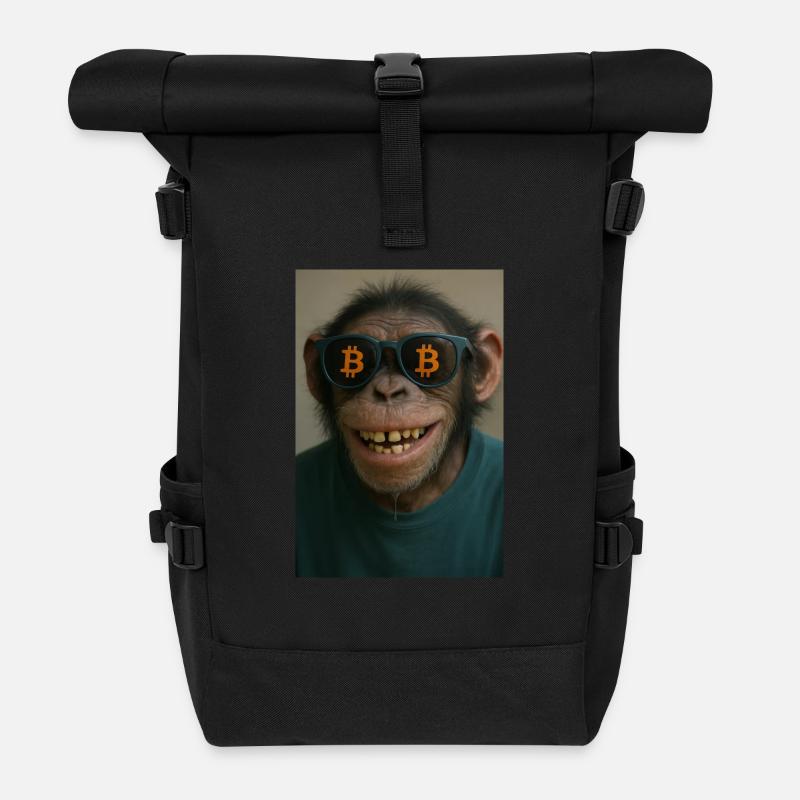 Bitcoin meets Monkey Joe - Rolltop Rucksack - Schwarz