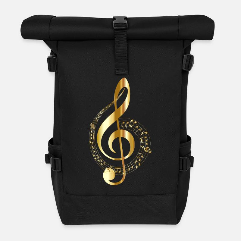 goldender Notenschlüssel - Rolltop Rucksack - Schwarz