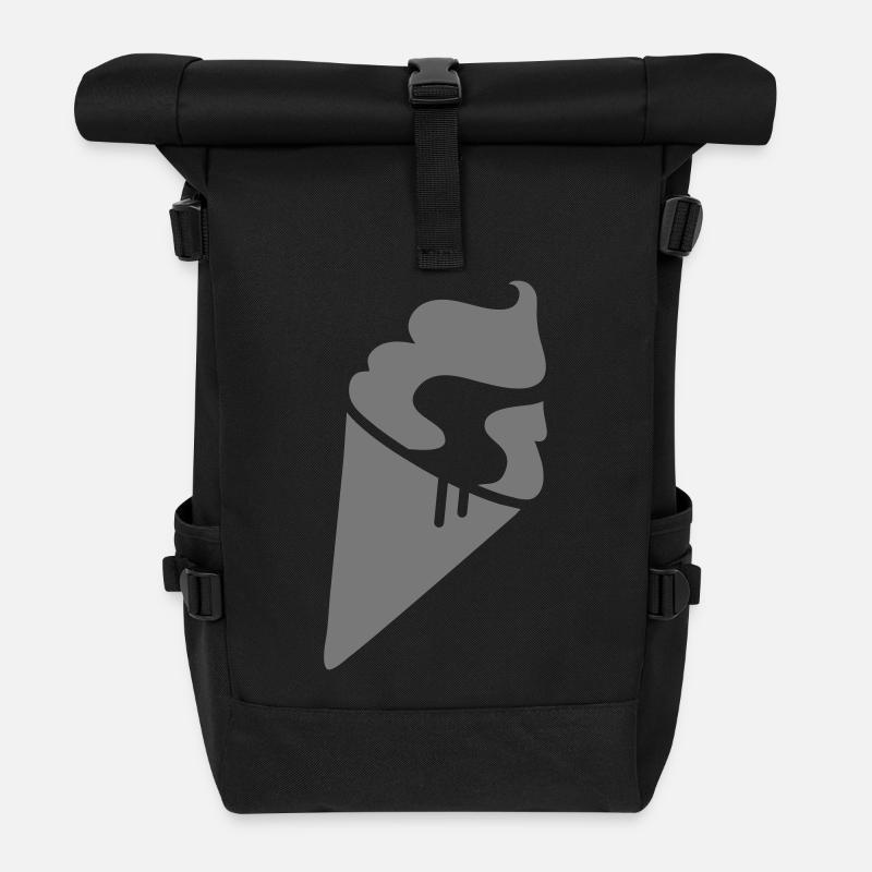 stilisierte Eiscreme in Eiswaffeltüte - Rolltop Rucksack - Schwarz
