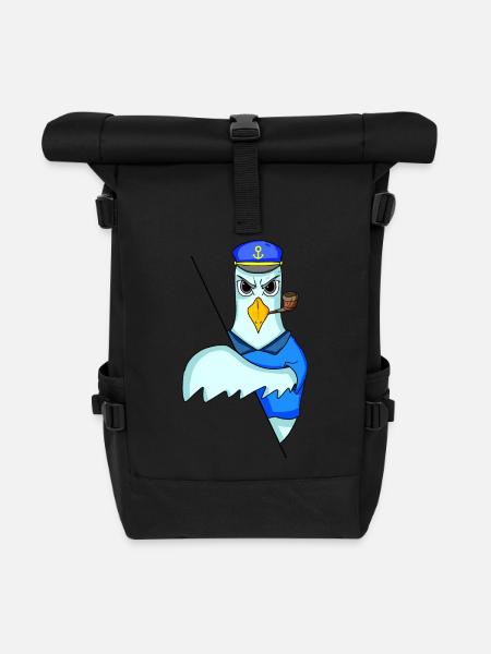 Möwe Kapitän - Rolltop Rucksack - Schwarz
