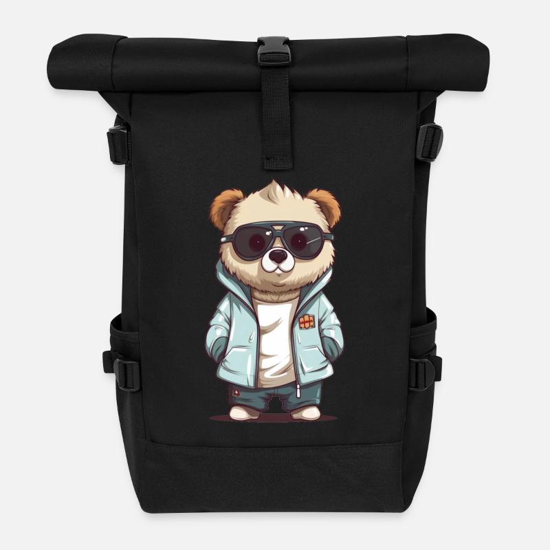 Lunettes de soleil Panda en veste cool - Sac à dos roll top - noir