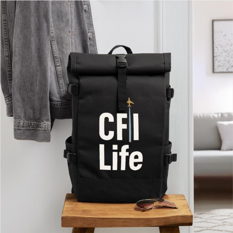 Flight Instructor Cfi Pilot Aviation Instructor Roll Top Backpack