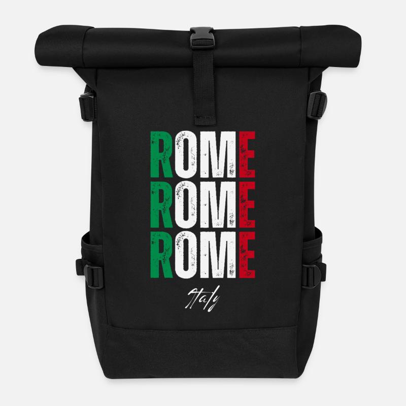 Rom Italien, ich liebe Rom - Rolltop Rucksack - Schwarz