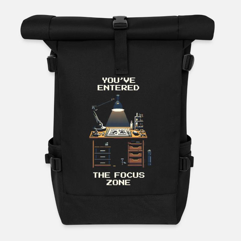 In the Focus Zone | Model Making & Miniatures - Roll Top Backpack - black
