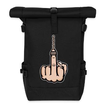 Mittelfinger Stinkefinger Bohrmaschine Design - Rolltop Rucksack - Schwarz - Vorne