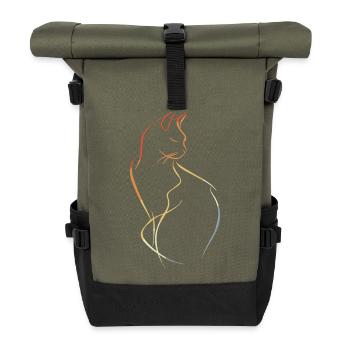 Cat Drawing Vintage - Roll Top Backpack - olive/black - Front