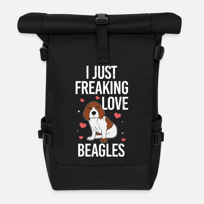 I Freaking Love Beagles – Hundeliebe - Roll Top Backpack - black