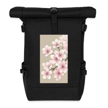 Sakura Cherry Blossom - Roll Top Backpack - black - Front