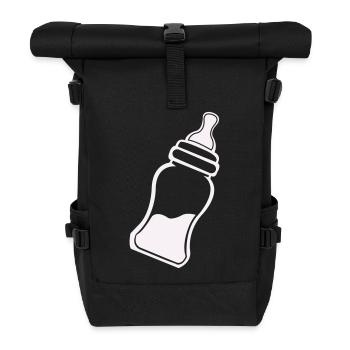 Minimalist Baby Bottle Line Art - Roll Top Backpack - black - Front