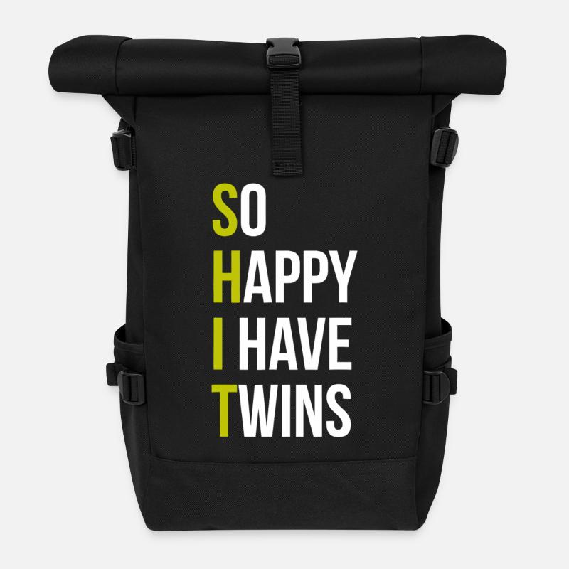 Je suis tellement heureuse d’avoir des jumeaux - Sac à dos roll top - noir