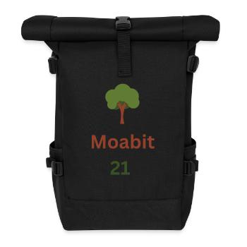 Moabit 21 Berlin Kiez Hood Boof, Moabit21 - Rolltop Rucksack - Schwarz - Vorne