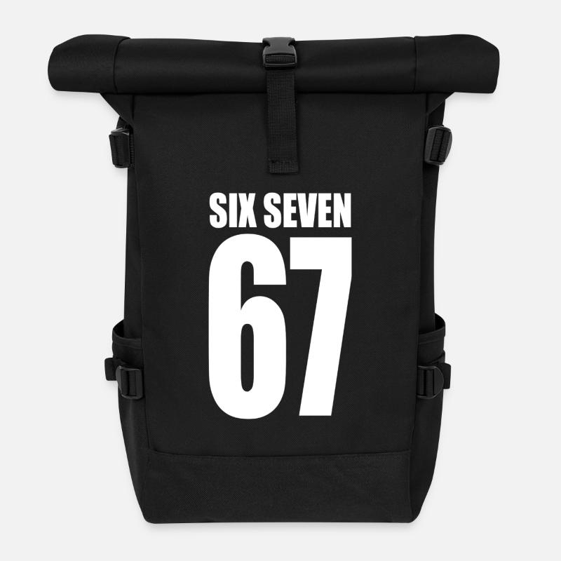 67 - six seven sixseven meme viral - Rolltop Rucksack - Schwarz