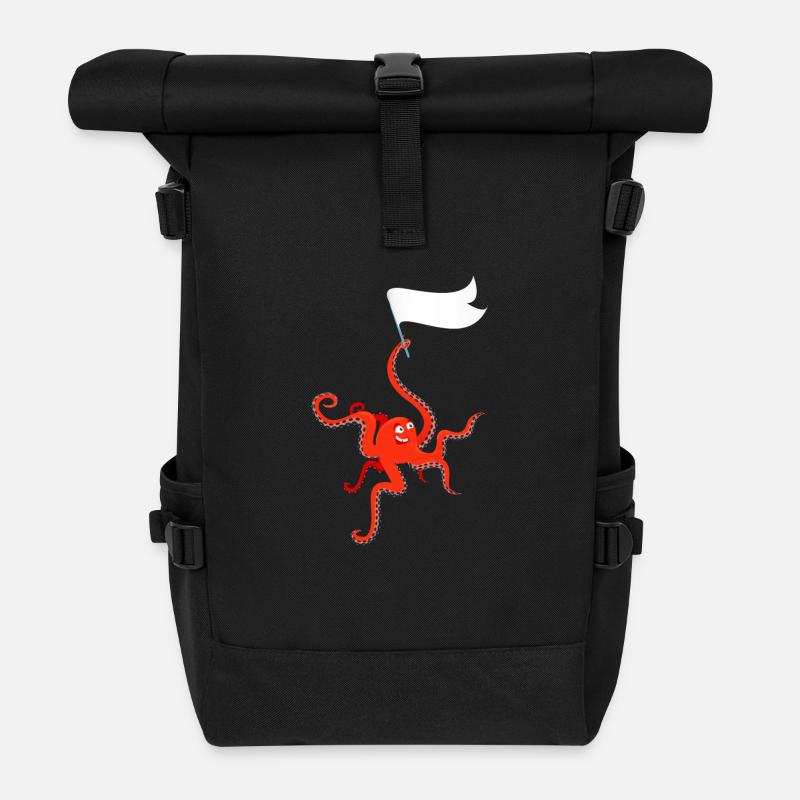 Lustige Krake Paul - Rolltop Rucksack - Schwarz