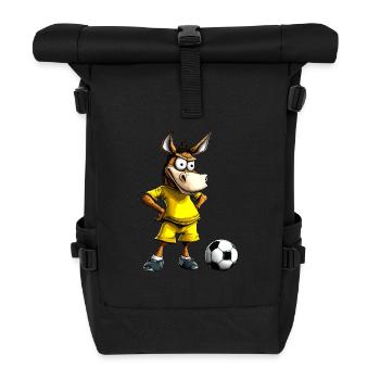 Esel Fussball - Rolltop Rucksack - Schwarz - Vorne