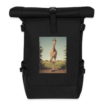 Giraffe with Socks - Roll Top Backpack - black - Front