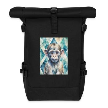 Curious Baby Monkey - Roll Top Backpack - black - Front
