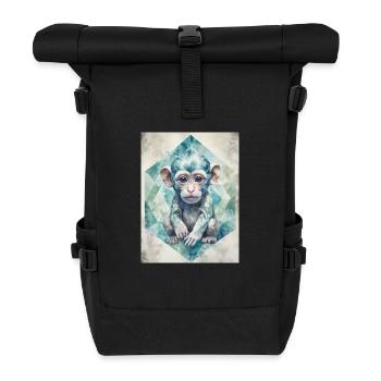 Geometric Baby Monkey - Roll Top Backpack - black - Front