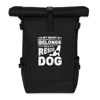 My heart belongs to a rescue dog - Rolltop Rucksack - Schwarz - Vorne