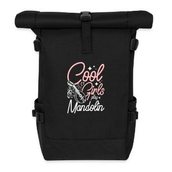 Cool girls play Mandolin - Roll Top Backpack - black - Front