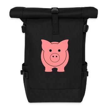 schweinchen_2fb - Rolltop Rucksack - Schwarz - Vorne