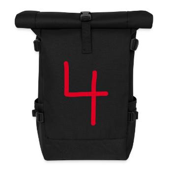 4 Numéro quatre numéro noir anniversaire - Sac à dos roll top - noir - Devant