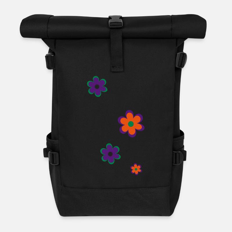 Blumen - Rolltop Rucksack - Schwarz