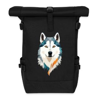 Art vectoriel husky avec illustration aux couleurs vives - Sac à dos roll top - noir - Devant