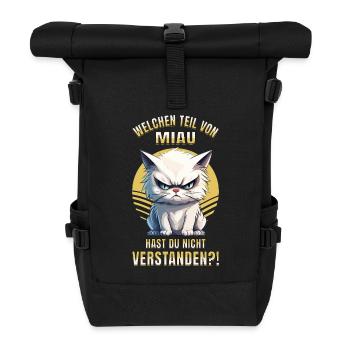 Cat, Grumpy, Grumpy, Grumpy, Meow, Funny - Roll Top Backpack - black - Front