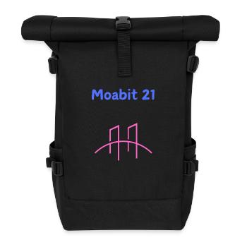 Moabit 21 Brücke, Kiez Liebe - Hood 21- Berlin - Rolltop Rucksack - Schwarz - Vorne
