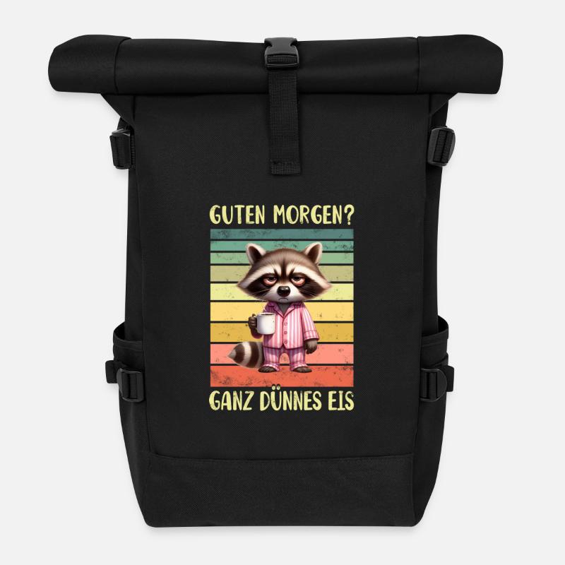 Waschbär Morgenmuffel - Rolltop Rucksack - Schwarz