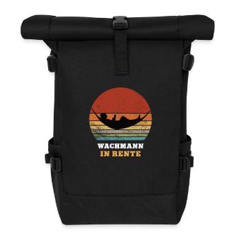 Wachmann Rente Ruhestand Ruheständler Rentner - Rolltop Rucksack - Schwarz - Vorne