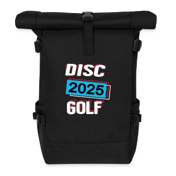 Discgolf 2025 Discgolfer Discgolfspieler Spiel - Rolltop Rucksack - Schwarz - Vorne