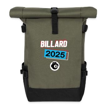 Billard 2025 Billarder Billardspieler Spiel - Rolltop Rucksack - Olive/Schwarz - Vorne